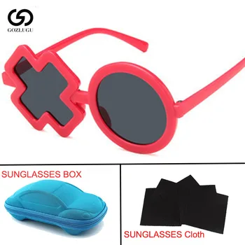 Asimetrinė objektyvo dizainas XO šviesos patogiai nosis pad vaikams, akiniai nuo saulės berniukas, mergaitė goth apvalūs akiniai nuo saulės vaikams