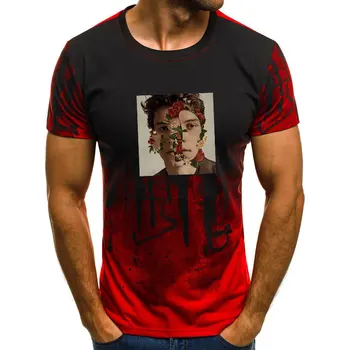 Shawn Mendes marškinėliai vyrams Gradiento Spalvos Trumpas Rankovėmis Atspausdintas Juokinga t Raumenų marškinėliai Basic Tee Marškinėliai Top hip-hop vyrų Drabužiai.