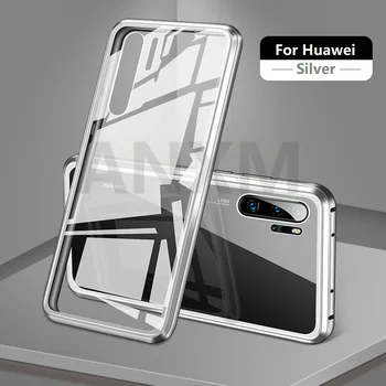 Metalo Magnetinių Atveju, Huawei P20 30 pro Mate 10 20 Pro lite Grūdintas Stiklas Atgal Magnetas Atvejais Padengti už Garbę 20 pro 10i Atveju