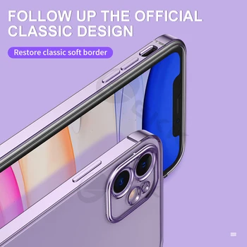 GKK Originalus Minkšta Danga Classic Aikštės krašto Case For IPhone 12 11 Pro Max XR Atveju-Pilna apsauga atsparus smūgiams su stiklo danga