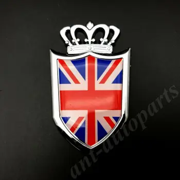 Metalo Chorme Sąjungos Jack JK Vėliavos Karūna Shield Automobilio Logotipas Ženklelis, lipdukas, Decal