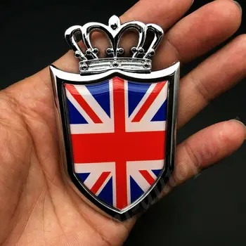 Metalo Chorme Sąjungos Jack JK Vėliavos Karūna Shield Automobilio Logotipas Ženklelis, lipdukas, Decal