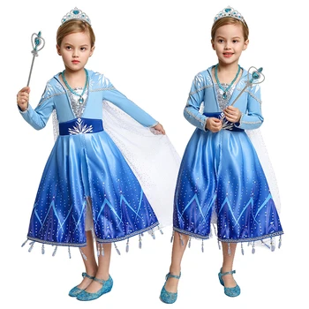 Vaikai Princesė Mergina Dress Sušaldyti 2 Elsa Šalis Suknelės Helovinas Kalėdų Vaikams Išgalvotas Suknelė, Kostiumas Vaikams
