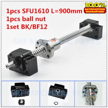 SFU1610 Valcavimo C7 ballscrew L=900mm Kamuolys varžtas su vienu ballnut+1set BK/BF12 nutraukti paramą CNC dalys