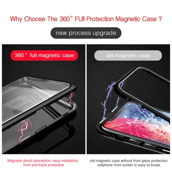 360 Visas Magnetinės Metalo Case For Samsung Galaxy S8 S9 S10 Plus Pastaba 8 9 Dvigubo Stiklo Atveju Samsung Note 9 8 Magnetas Flip Cover