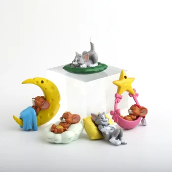 5 vnt/set Animacinių filmų Tom & Jerry Katė ir Pelė Mini PVC Duomenys Vaikams, Žaislai, Lėlės Kalėdų dovana