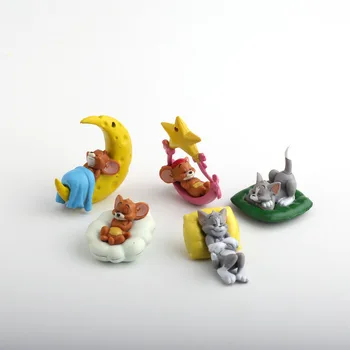 5 vnt/set Animacinių filmų Tom & Jerry Katė ir Pelė Mini PVC Duomenys Vaikams, Žaislai, Lėlės Kalėdų dovana