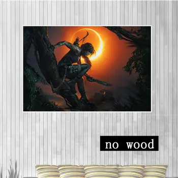 Šešėlis Tomb Raider žaidimo plakatas HD drobės plakatai apdailos dažymo sienos meno, su medžio masyvo kabinti pažymėkite