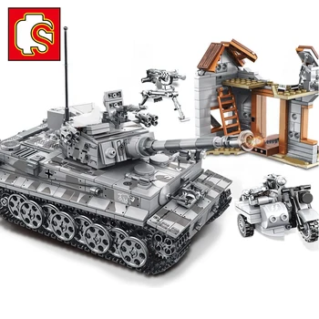 SEMBO Karinis Tankas WW2 Armijos Transporto priemonių, įrangos pardavimas, biuro įrangos Motociklo Namų Statyba Blokai Pagrindinis Tankas 