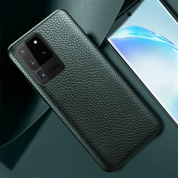 Natūralios Odos Ličiai tekstūros Atveju, Samsung Galaxy S20 Ultra /S20 Plius 5G Prabanga Visišką Apsaugą Atvejais Verslo Galinį Dangtelį