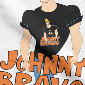 Johnny Bravo Marškinėliai Vyrams Medvilnės Crazy Marškinėlius, O Kaklo Gana 90s Karikatūros Pop Akinius Animacinių filmų Tee Marškinėliai trumpomis Rankovėmis Viršūnes