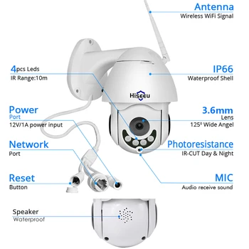 Hiseeu 1080P 2MP PTZ Kūdikių IP Kamera, Wireless WiFi Lauko Dviejų krypčių Garso CCTV Saugumo Tinklo Stebėjimo Kamerą Onvif