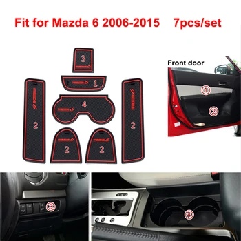 Dėl Mazda 6 2006-7pcs Automobilių Vartų Lizdą, Padas neslidus Taurės Kilimėlis Anti-Slip Durų Groove Motina Interjero Automobilio Aksesuaras