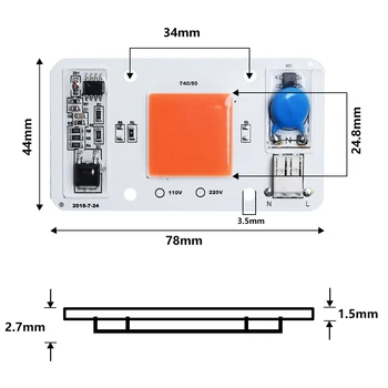COB LED Šviesos Chip 110V, 220V 50W Solderless už Prožektorius Fito Smart IC SMD LED Lustu Visą Spektrą Patalpų Augalų Augti Žiburiai