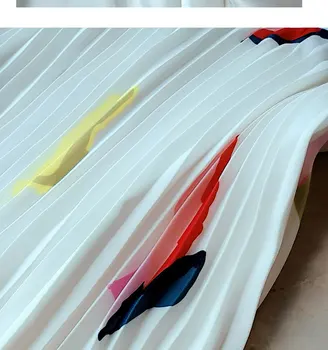 Geometrinis Spausdinti Vasaros Šifono Sijonai Moterims Korėjos Derliaus Klostuotas Sijonas Elegantiškas Harajuku Elastinga Juosmens Ilgai Midi Sijonai X051