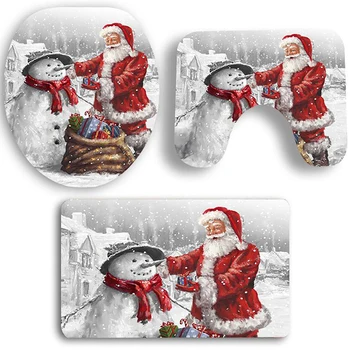 Kalėdų Tualeto Sėdynė & Dangtelį, Santa Claus Vonios Kilimėlis Kalėdų Dekoro klozeto Dangčio Apdaila, Namų Dekoro 3Pcs/Set Naujas