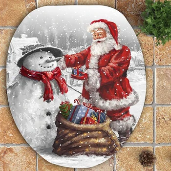 Kalėdų Tualeto Sėdynė & Dangtelį, Santa Claus Vonios Kilimėlis Kalėdų Dekoro klozeto Dangčio Apdaila, Namų Dekoro 3Pcs/Set Naujas
