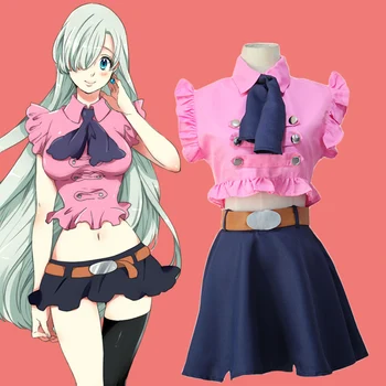 Anime Septynios Mirtinos Nuodėmės, Elizabeth Liones Vienodas Cosplay Kostiumas Pilnas Komplektas Suknelė ( Top + Sijonas + peteliškę + Diržas )