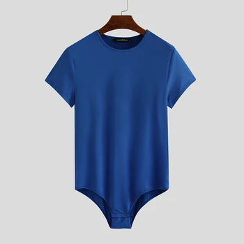 Vyrų Marškinėliai Bodysuit Kietas Seksualus 2021 Trumpas Rankovės O Kaklo Viršūnes Laisvalaikio Vyrai Rompers T-shirts Kvėpuojantis Apatiniai INCERUN S-5XL