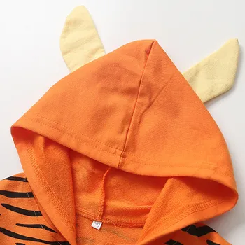 Kūdikių Berniuko Drabužių Rudens Medvilnės Hoodies Vienas Gabalas Orange Tiger Romper Kostiumas Medvilnės Užtrauktuką Gobtuvu Jumpsuits Komplektai