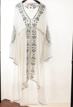 ZOGAA 2020 m. Moteris Aukštas Žemas Derliaus Gėlių Siuvinėtos Medvilnės Tunika Atsitiktinis Ilga Suknelė Hipių Boho Žmonių Asimetrinė Maxi Suknelė