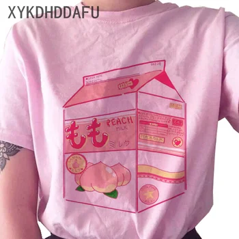 Persikų Sultys Marškinėliai Moterims 2020 Pink Cartoon Harajuku Marškinėlius Derliaus Ulzzang Estetinės Moterų Kawaii T-shirt Viršuje Tee Atsitiktinis