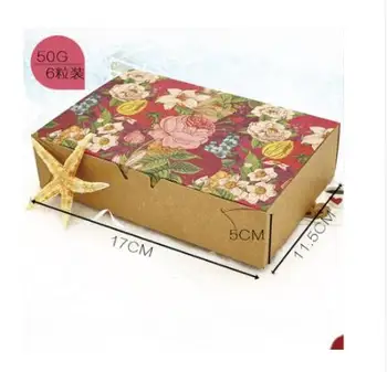 10VNT Derliaus Gėlių Spausdinti Kepimo Maisto Dėžutėje Kraft Dėžės Kalėdų Dovanų Dėžutės Macaron Dėžės, Pakuotė, Slapukas 20.3x13.6x5cm