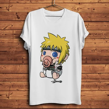 Juokingas mielas kūdikis stiliaus Naruto Minato Namikaze anime marškinėliai vyrams naujas baltos spalvos atsitiktinis marškinėlius trumpomis rankovėmis unisex streetwear manga tee