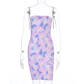 Hugcitar 2020 kaklaraištis dažų bodycon seksualus vamzdis mini suknelė vasaros moterų mados streetwear komplektus klubas tampri, sundress
