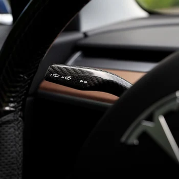 Už Tesla Model 3 Y Nekilnojamojo Anglies Pluošto Valytuvų Lazdele Vairo Strypo Clip-on Padengti Trim Automobilių Modifikavimo Ne Lipni Priedai