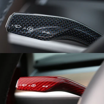 Už Tesla Model 3 Y Nekilnojamojo Anglies Pluošto Valytuvų Lazdele Vairo Strypo Clip-on Padengti Trim Automobilių Modifikavimo Ne Lipni Priedai