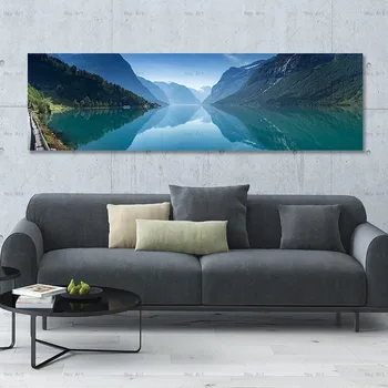 Mėlynas Ežeras Drobės Tapybos Sienos Nuotraukas Kambarį plakatai ir spausdina krioklys Kraštovaizdžio plakatas