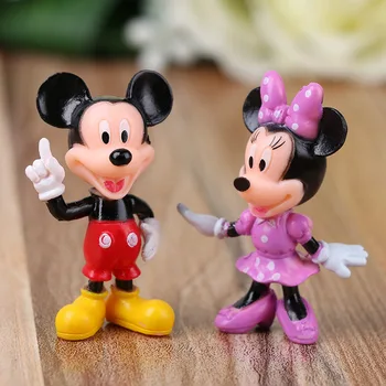 6pcs/set Disney Anime Periferinių Mickey Mouse Minnie Mouse ančiukas Donaldas Pyragas Apdaila Dovanos PVC Anime Pav Žaislai Vaikams