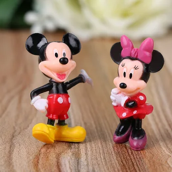 6pcs/set Disney Anime Periferinių Mickey Mouse Minnie Mouse ančiukas Donaldas Pyragas Apdaila Dovanos PVC Anime Pav Žaislai Vaikams