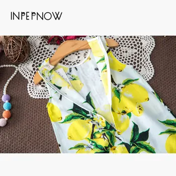 INPEPNOW Mergaičių Suknelės 2019 m. už Šalies ir Vestuvių Lemon Tree Vest Spausdinti Baby Princess Dress Mergaičių Kostiumai 5 7 Metų LYQ-CZX89