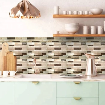 Mozaikos Lipni Backsplash, Virtuvė, Vonios kambarys Vinilo Tapetai, 3D Žievelės ir Klijuoti Sienų apdailos Plytelės