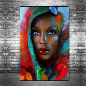 Mėlynos Akys, Abstrakčiai Afrikos Moteris, Meno Drobė Paveikslų ant Sienos Menas, Plakatų Ir grafikos Juoda Moteris Art Nuotraukų, Namų Dekoro