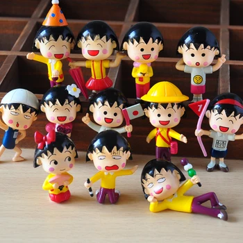 12pcs/Daug 5cm Chibi Maruko Chan Sakura Momoko Lėlės PVC Veiksmų Skaičiai Garažo Rinkinys Žaislo Brinquedos Anime