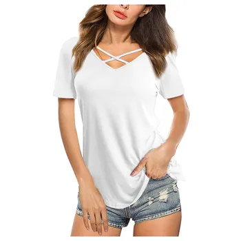 40# Moterims Vasaros marškinėliai Naujas Moterų Atsitiktinis V-kaklo, ilgomis rankovėmis T-shirt Viršuje laisvo Stiliaus vientisos Spalvos Laisvalaikio marškinėliai Mujer