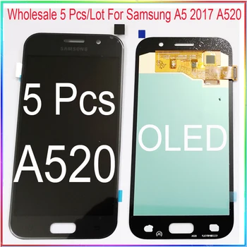 Didmeninė 5 Vnt./Daug OLED Samsung A5 2017 A520 LCD ekranas su sensoriniu OLED asamblėja