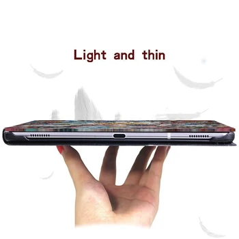 Samsung Galaxy Tab 10.1(T510/T515)/10.5(T590/T595) atsparus smūgiams Spausdinimo Sulankstomas Apversti PU Odos Tablet Case + Rašiklis