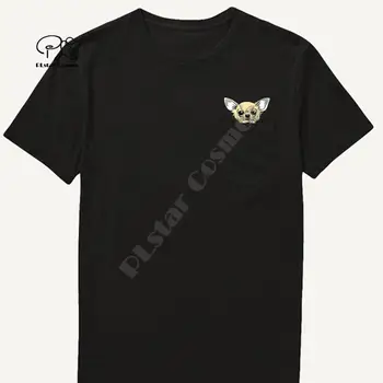 ChihuahuaMiddleHand Kišenėje Marškinėliai Šunų Mėgėjams Juoda Medvilnės Vyrų Made in USA Animacinių filmų marškinėliai vyrams Unisex Naujas Mados marškinėlius