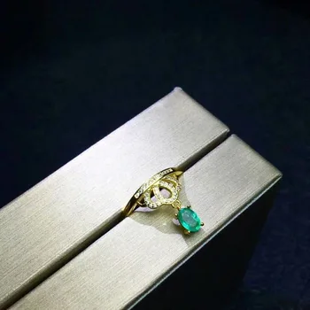 925 sterlingas sidabro nekilnojamojo Natūralus žaliasis Smaragdas Žiedai smulkūs Papuošalai dovana moterims, madingų atvirų didmeninė naujas 4*6 jcj040601agml