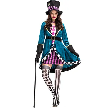 Alisa Stebuklų Šalyje Johnny Depp Mad Hatter Kostiumas Moteris Aprangą Fancy Dress Fantasias Cosplay Kostiumai Helovinas