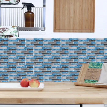 3D Mozaika, Sienos Plytelių Lipdukai, vonios kambarys, Virtuvė, Lipdukai, Mėlyna Pilka