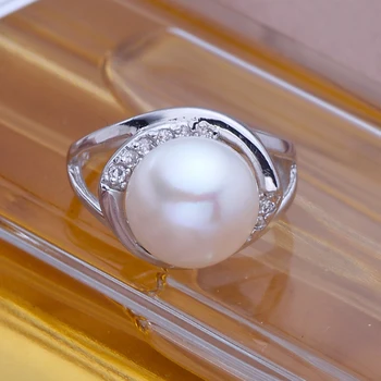 Žiedas su perlu,baltos spalvos natūralių gėlavandenių perlų žiedas moterims,925 sidabro, perlų žiedas motina perlų papuošalai mergina dovanos