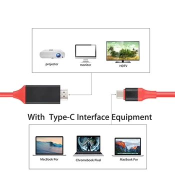 USB 3.1-HDMI suderinamus 4K Adapterio Kabelis 2M C Tipo HDMI-suderinamą Kabelį, skirtą 