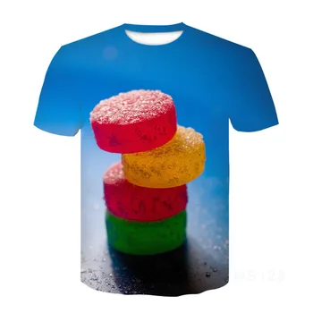 Naujas gėrimas 3D atspausdintas marškinėlius Vyrų, moterų Apelsinai, cukraus šiaudelius popsicles Hip-Hop trumpas Rankovės rock, hiphop Negabaritinių marškinėliai