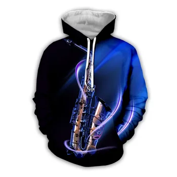Naujausias Džiazo Saksofono Hoodies 3D Vyrams, Moterims Megztiniai Megztinis Mados Rudens sportiniai Kostiumai Harajuku marškinėliai Atsitiktinis viršų