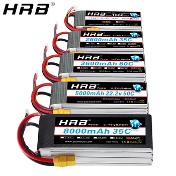 HRB 6S 22.2 V Lipo Baterija XT90 1800mah 2200mah 2600mah 3300mah 4000mah 5000mah 6000mah 8000mah 12000mah 16000 22000mah RC Dalys